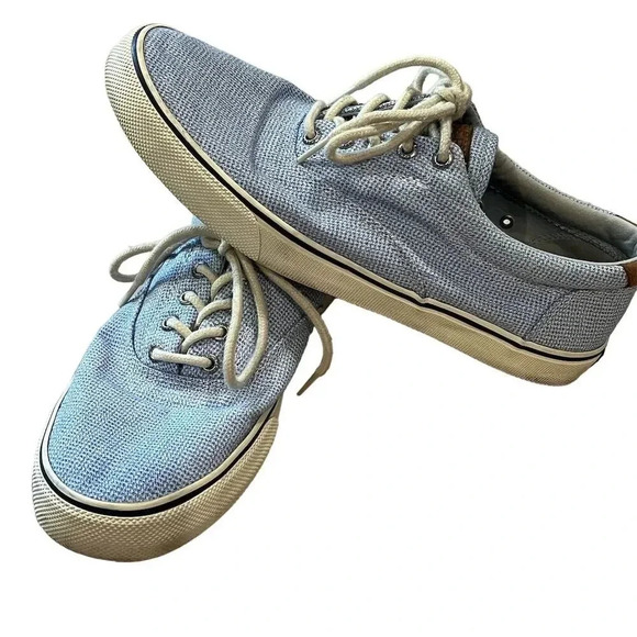 Sperry Men's Striper II CVO Gingham Sneakers Blue Size 10 Casual - Picture 3 of 9